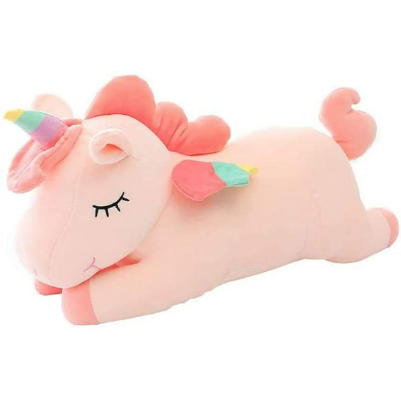 Plush Unicorn Stuffed Animal Pillows Toy, 19.8 Inch Cute Soft Pink Unicorn Plushie Dolls with Rainbow Wings Gifts for Girls