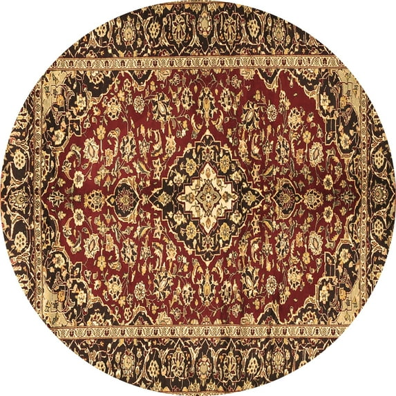 Ahgly Company Indoor Round Medallion Brown Traditional Area Rugs, 6' Round
