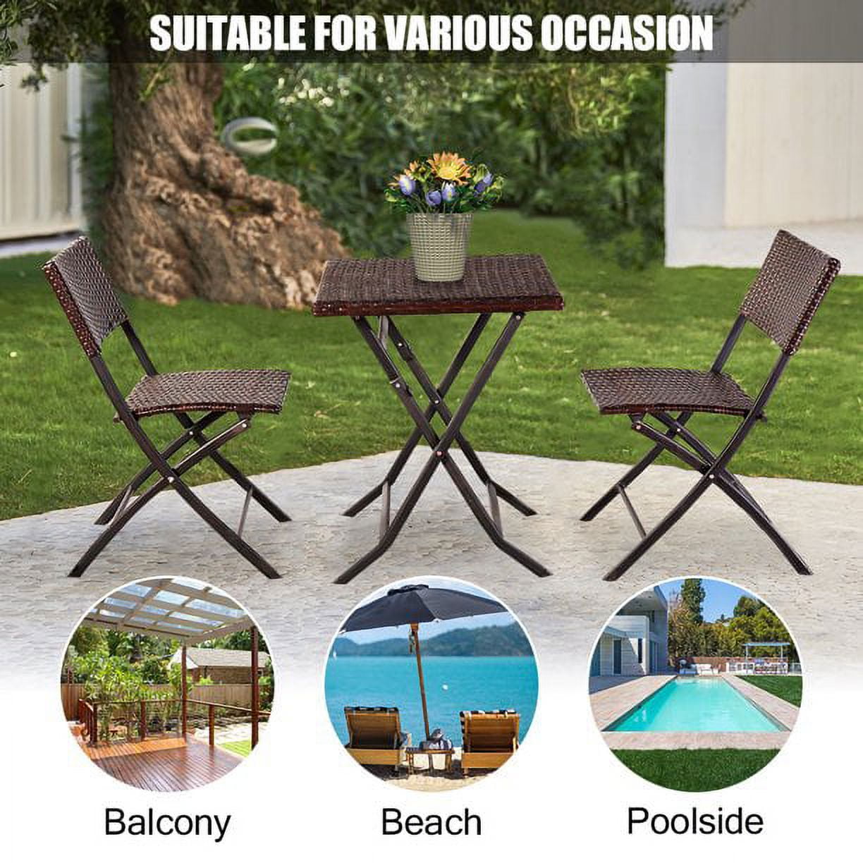 Private Jungle Premium Steel Patio Bistro Set, Folding Outdoor Patio Furniture Sets, 3 Piece Patio Set of Foldable Patio Table and Chairs,Brown Private Jungle Premium Steel Patio Bistro Set, Folding Outdoor Patio Furniture Sets, 3 Piece Patio Set of Foldable Patio Table and Chairs,Brown