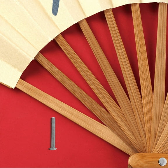Topbathy 12 Sets Folding Fan Repair Kit Zinc Alloy Rivets for Hand Fan Round Cap Pins 3mm Diameter 30mm Length