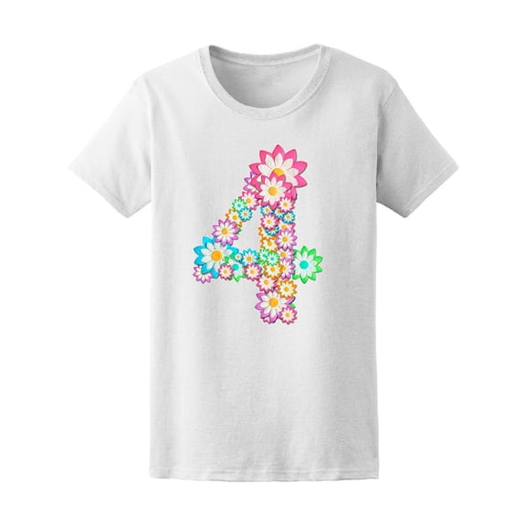 Cute '4' Colorful Floral Letter Tee Women's -Image by Shutterstock