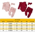 thumbnail image 4 of LAPAKIDS Newborn Baby Girls Outfits Ribbed Clothes for Infant Girl Ruffle Top + Pants + Headband 3-6 Months, 4 of 6