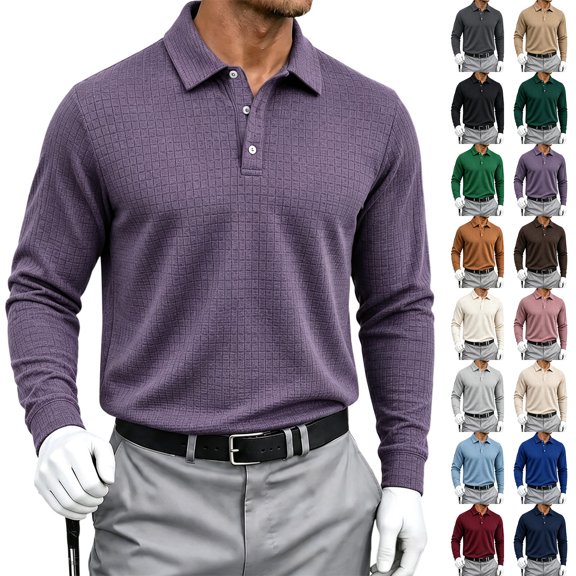 IAJDKMEK Men's Long Sleeve Waffle Shirts - Solid Color Big Knit, Lightweight Breathable Pullover Tops, Casual T-Shirts for Men, Perfect Spring Autumn Layering,Army Green L
