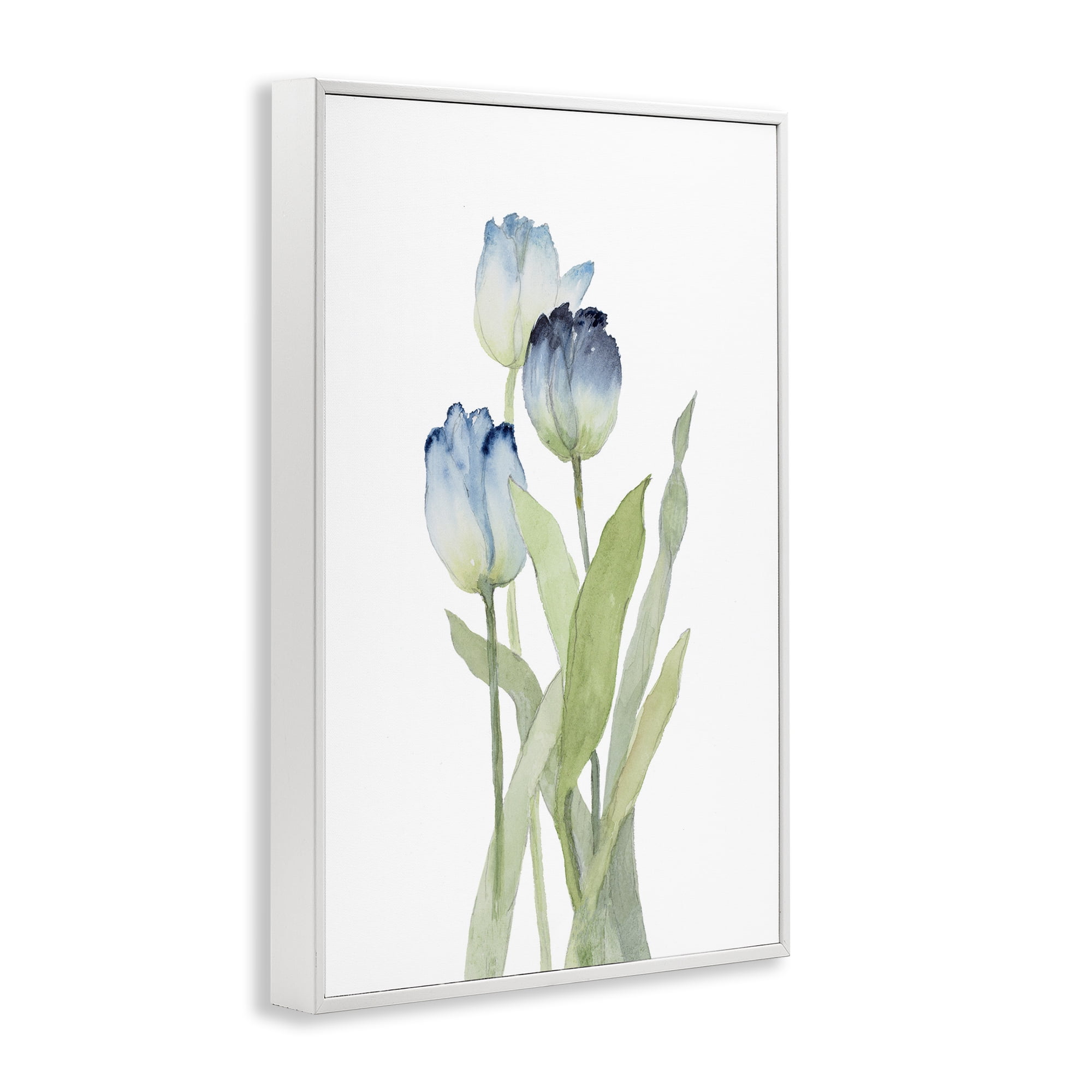 Stupell Industries Blue Garden Tulips Botanical & Floral Painting White Framed Art Print Wall Art, 16 x 24