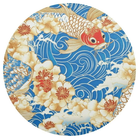 

Koi Fish and Flowers 6-Piece 15.4in Durable PVC Plate Mats Heat-Resistant for Parties and Dining