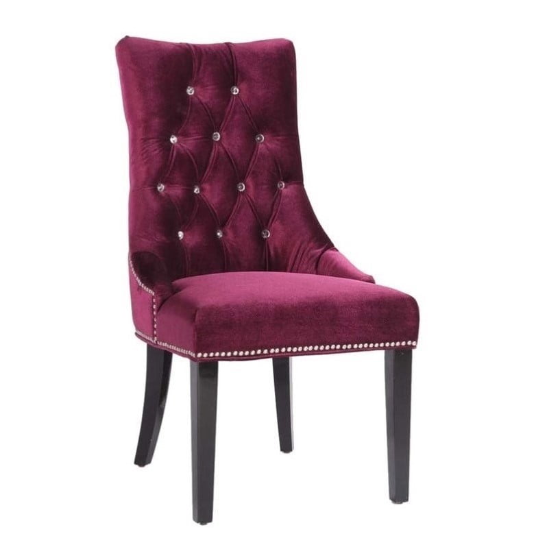 Armen Living Carlyle Tufted Velvet Accent Chair In Purple