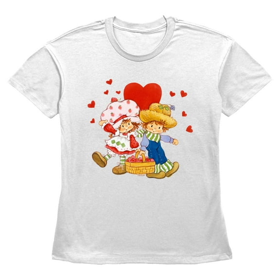 Women's Strawberry Shortcake Heart Berry Basket  Graphic T-Shirt