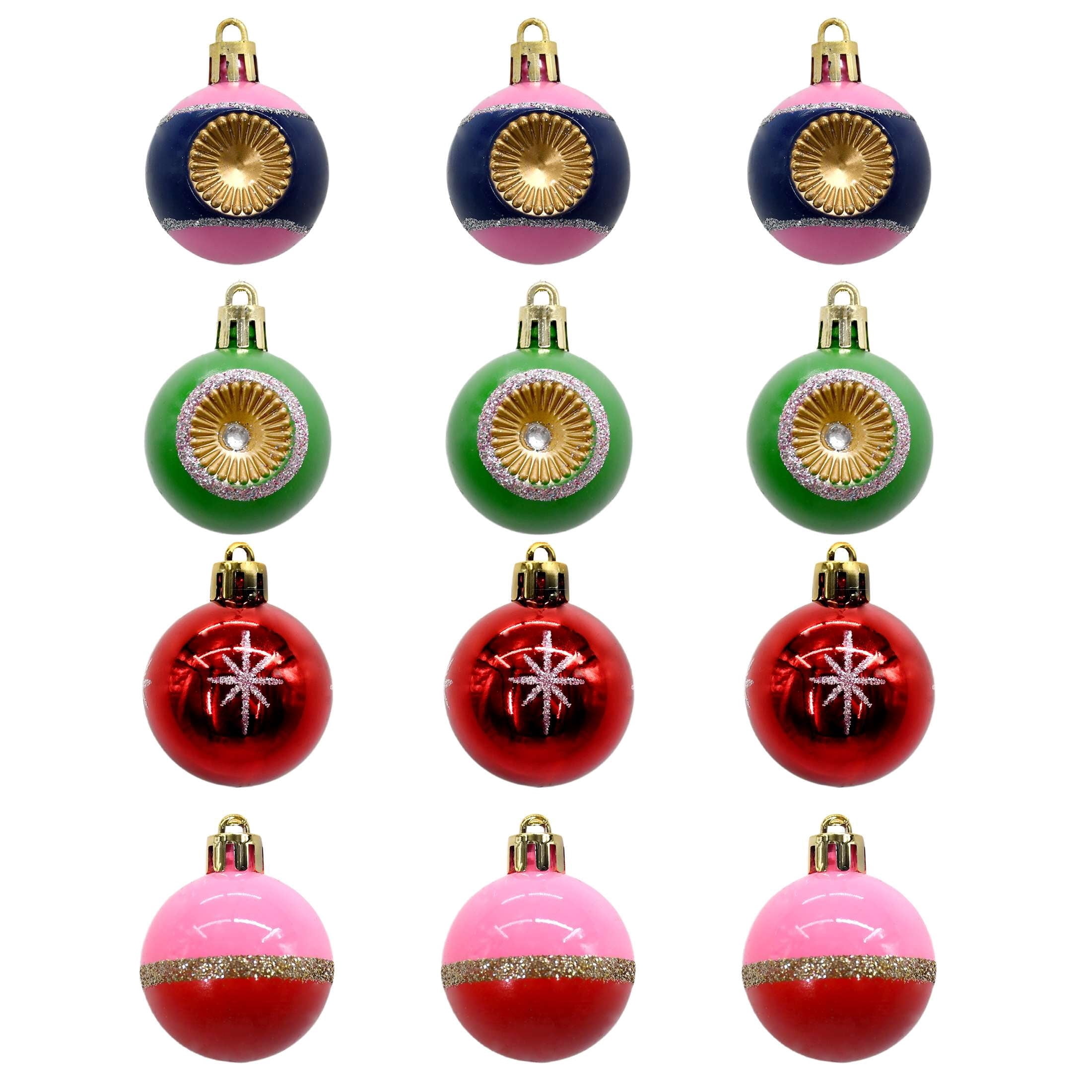 12-Count Multicolor Bright Ball Mini Christmas Ornaments, 1.8", by Holiday Time