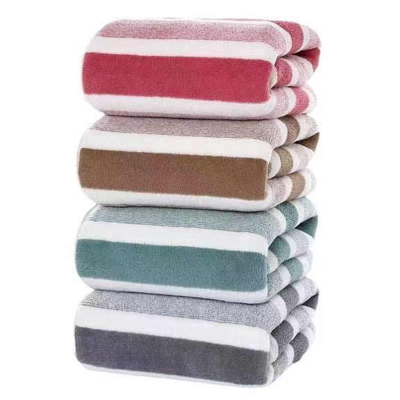 ChicCharm 8 Pack Bicolor Bar Stripe Bath Towel Set, 4 Oversized Bath Towels & 4 Hand Towels, Ultra Soft Microfiber Quick Dry Highly Absorbent Bathroom Towels for Home Hotel Spa Gym