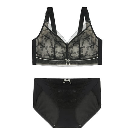 

Agnes Orinda Juniors Lingerie Set Two Piece Full Figure Lace Soft Cup Minimizer Bra and Panty Set