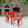 thumbnail image 2 of Flash Furniture Conrad Commercial Grade 30" Round Red Metal Indoor-Outdoor Table Set with 2 Arm Chairs, 2 of 5