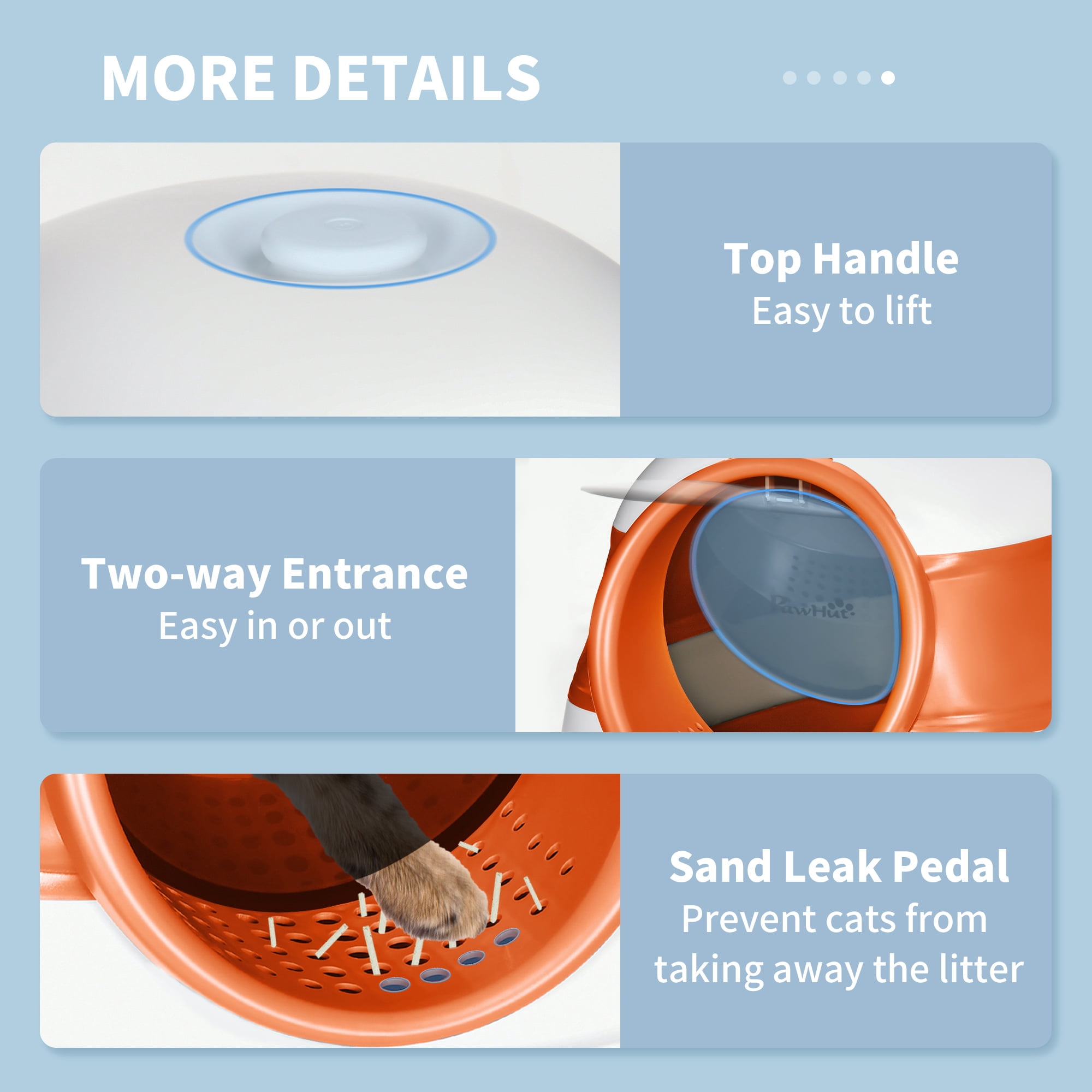 Foldable Covered Cat Litter Box with Lid, High Sides Enclosed Kitty Litter Box with Air Freshener, Large Two-Way Entrance Anti-Splash Easy Clean Design for Cats Up to 10lbs, Orange Black