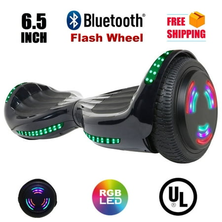 HOVERHEART UL 2272 Certified 6.5" LED Flash Wheel Bluetooth Hoverboard 6.5" Self Balancing Wheel Electric Scooter - Black