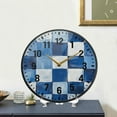 thumbnail image 4 of Yayeee Wall Clock Battery Operated 11.9" Silent Non-Ticking for Living Room, Blue and Gray Plaid Pattern, 4 of 8