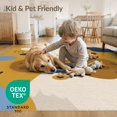 thumbnail image 4 of ODIKA 6'x9' Washable Area Rug Non-Slip, Easy Care, Blue Gold Whimsical Canine Illustration Charming Abstract Puppy Motifs with Playful Dots for Family Room, Living Room, Master Bedroom, 4 of 7