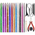 thumbnail image 2 of Kit de oropel para el cabello Hebras con herramienta 48 pulgadas 12 colores 2400 hebras para mujeres Niñas Fiesta Fairy Tinsel Hair Sincero Hogar, 2 of 6