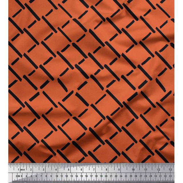 Soimoi Orange Modal Satin Fabric Brush Stroke Abstract Decor Fabric Printed Yard 42 Inch Wide