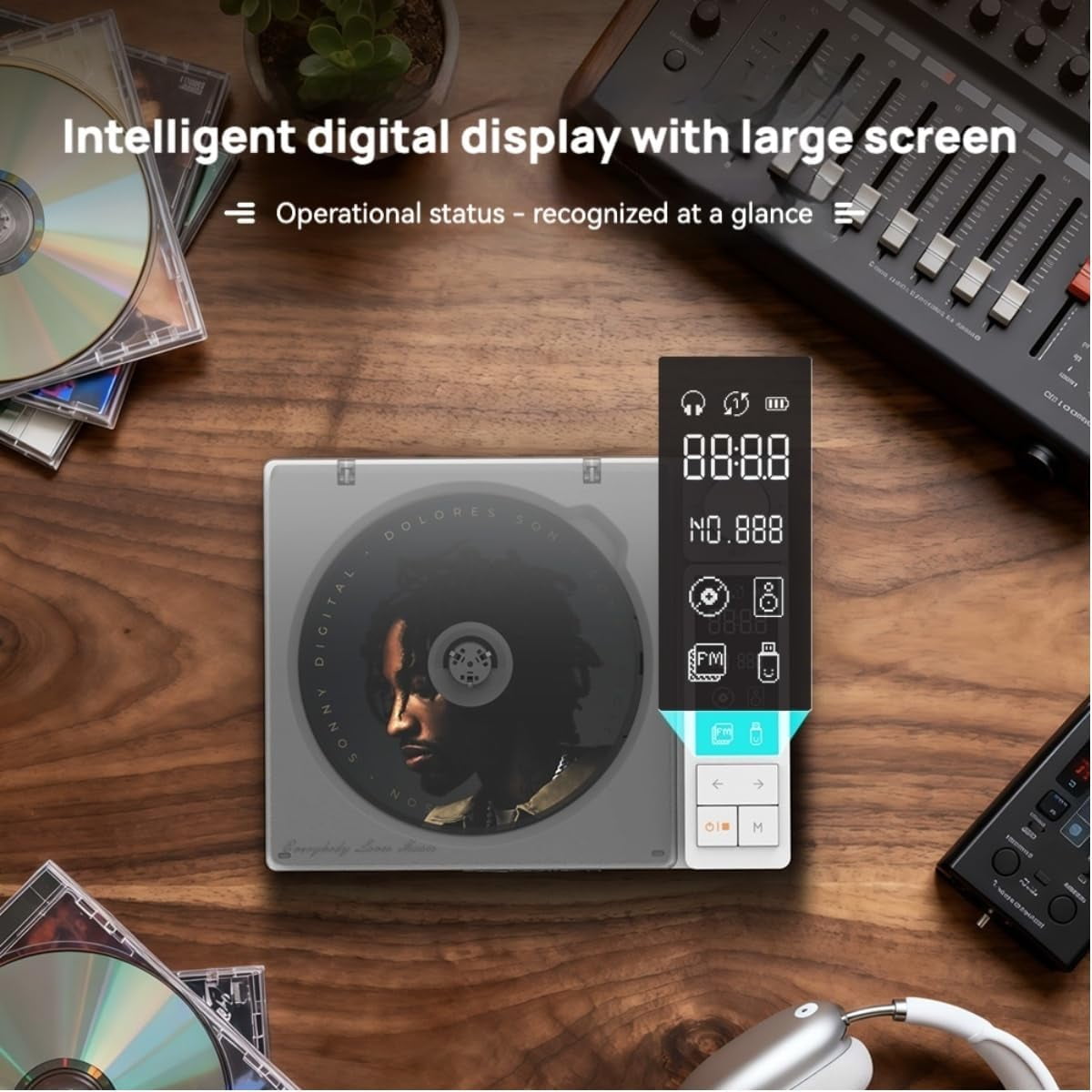 Portable CD Player with Dual Stereo Speakers,Rechargeable Small CD Player with LCD Display,Built-in HiFi Speakers, Remote Control,Supports CD/FM Radio/USB/AUX