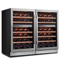 Ca'Lefort Wine Fridge,92 Bottle Dual Zone Wine Cooler Refrigerator,Freestanding & Built-in with Stainless Steel frame for Kitchen Office
