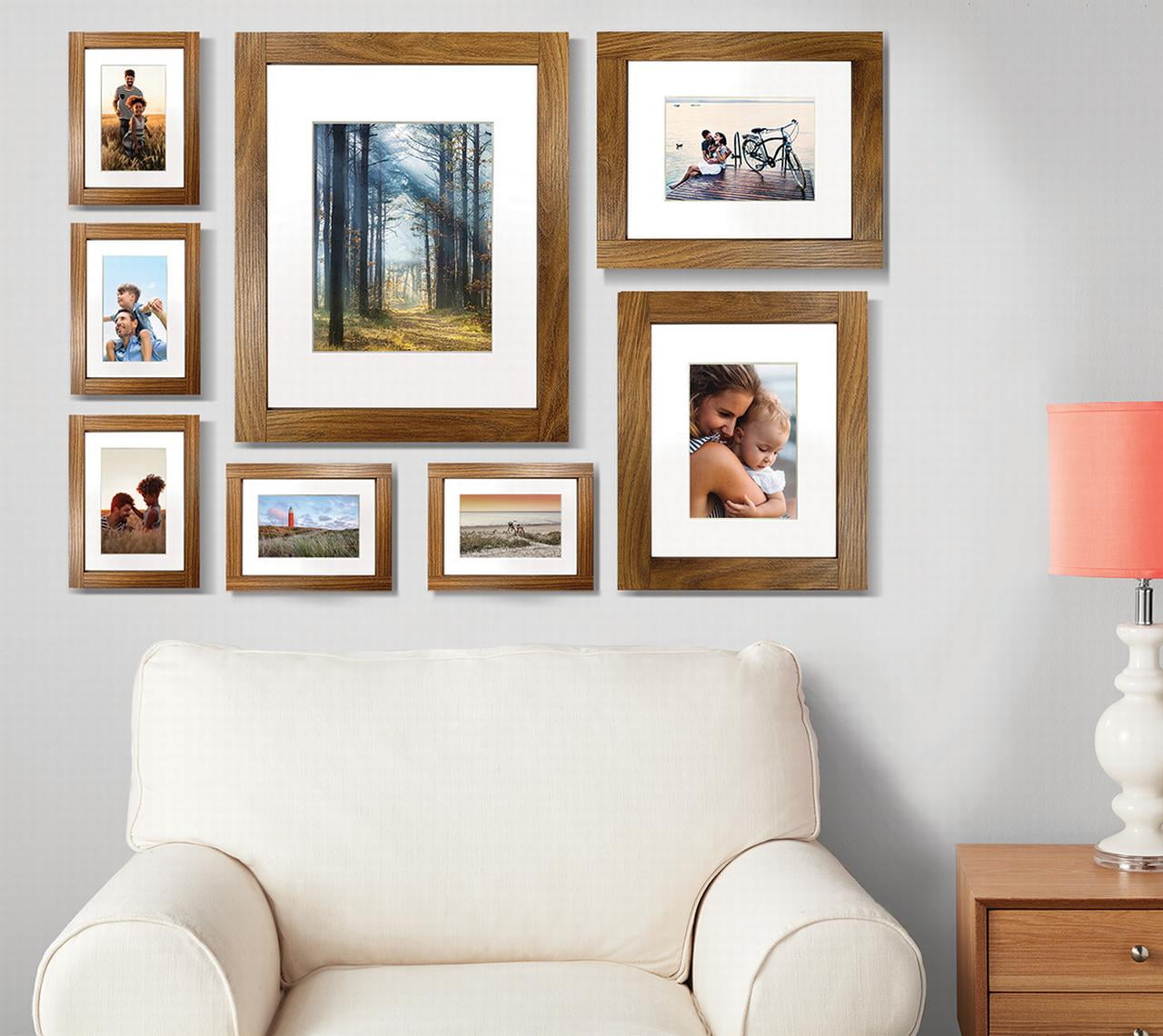 Mainstays 11x14 Matted to 8x10 Carpenter Joint Walnut Finish Tabletop Frame
