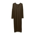 thumbnail image 3 of HVOBTTY Womens Causal Pullover Nightdress, Nightgowns for Women Plus Size, Women's Soft Solid Color V Neck Long Sleeve Lightweight Pullover Nightgown Long Sleep Dress Army Green, XXXXXL, 3 of 5