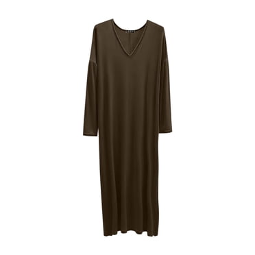 Lorytime Long Sleeve Nightgowns for Women Bathrobes V Neck Pajamas Casual Sleepwear Home Clothes Brown XL