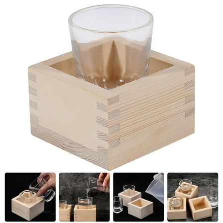 Luxshiny Traditional Japanese Sake Cups Set with Wooden Box Multi Glass Sake Mugs for Home Use