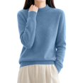 thumbnail image 4 of Mock Neck Pullover Sweaters for Women Soft Warm Knit Sweater Fashion Clothing Fall Outfits for Women Winter Clothes Loose Fit Casual High Neck Long Sleeve Solid Color Ribbed Cuffs, 4 of 5