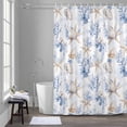 thumbnail image 5 of Summer Ocean Bathroom Shower Curtain, Watercolor Blue Brown Coral Starfish Waterproof Washable Soft Bath Curtain for Bathtub Decor with 12 Hooks&Grommet, 54x78 Inch, 5 of 9