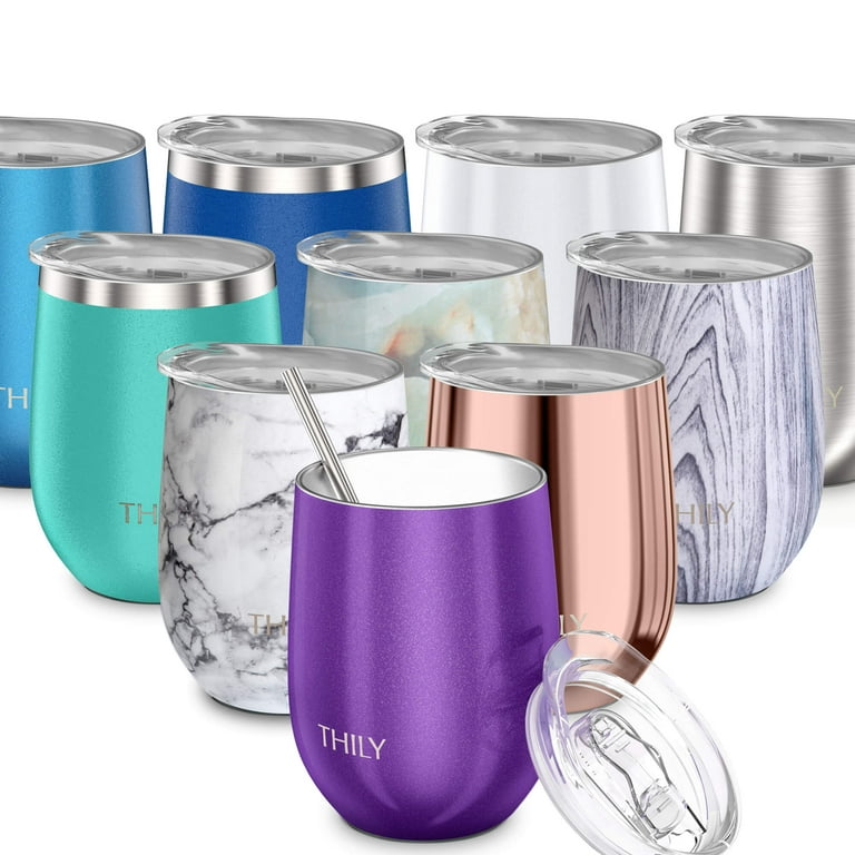 12oz Insulated Stainless Steel Wine Tumbler, With Lid