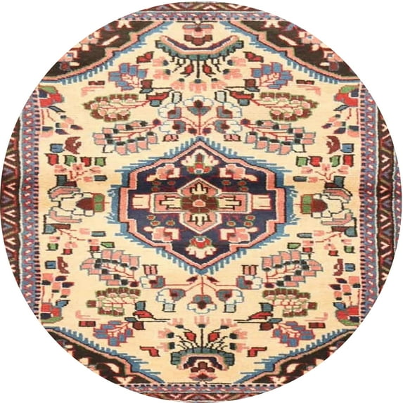 Ahgly Company Indoor Round Traditional Chestnut Brown Persian Area Rugs, 3' Round