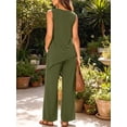 thumbnail image 3 of Anygrew Women's 2 Piece Matching Lounge Sets Summer Outfits Tracksuit Asymmetrical Split Tank Tops Wide Leg Pants With Pockets, 3 of 8