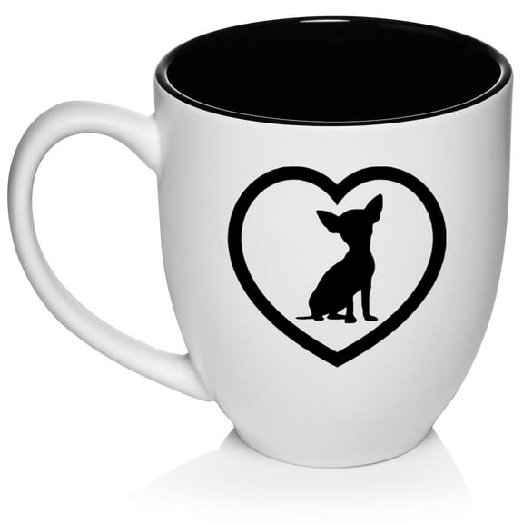 Chihuahua Heart Ceramic Coffee Mug Tea Cup Gift for Her, Him, Women, Men, Family, Friend, Mom, Dad, Grandma, Grandpa, Daughter, Son, Birthday, Housewarming, Cute, Puppy, Dog Lover (16oz White)