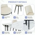 thumbnail image 4 of PAPROOS Extendable Dining Table Set for 4, Compact 5 Piece Dining Room Set with Round Faux Marble Top, Golden Frame, and Upholstered Chairs, Space Saving Foldable Dinette Set, White&Beige, 4 of 11