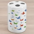thumbnail image 1 of Butterflies Ceramic Toothbrush Holder, Butterflies Animal Clipart Ecology Environment Joyful Design Cartoon Tropics, Decorative Versatile Countertop for Bathroom, 4.5" X 2.7", Multicolor, by Ambesonne, 1 of 4