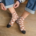thumbnail image 3 of Rateoe Brown Palms Pattern Quarter Crew Socks,Toe Seamed Ankle Socks,Cotton Cushioned Breathable Athletic Crew Sports Socks, 3 of 7