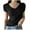 Black, variant on WREESH Women's Ribbed Knit V-Neck Tops Short Sleeve Fashion Solid Colors Black