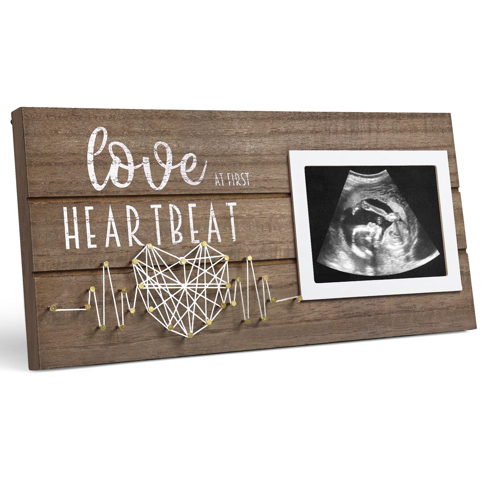 Sonogram Picture Frame Love At First Heartbeat Sonogram 4x3inch Photo Display- Pregnancy Announcement Baby Gender Reveal Gift- New Mom Expecting Parents to Be Keepsake Baby Shower Gifts