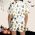 thumbnail image 5 of oqasdz Halloween Pajamas Women Ghost Pumpkin Printed Lapel Button Short Sleeve Shirts and Shorts Soft Nightwear Sleepwear, XL, 5 of 7