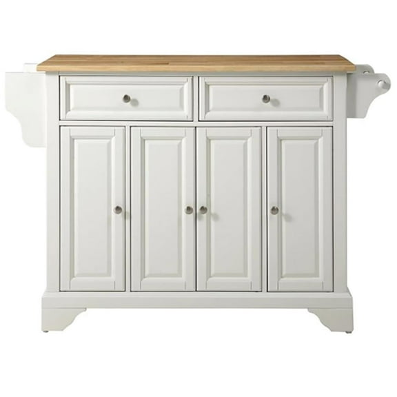 Kingfisher Lane Traditional Wood Kitchen Island in White/Natural