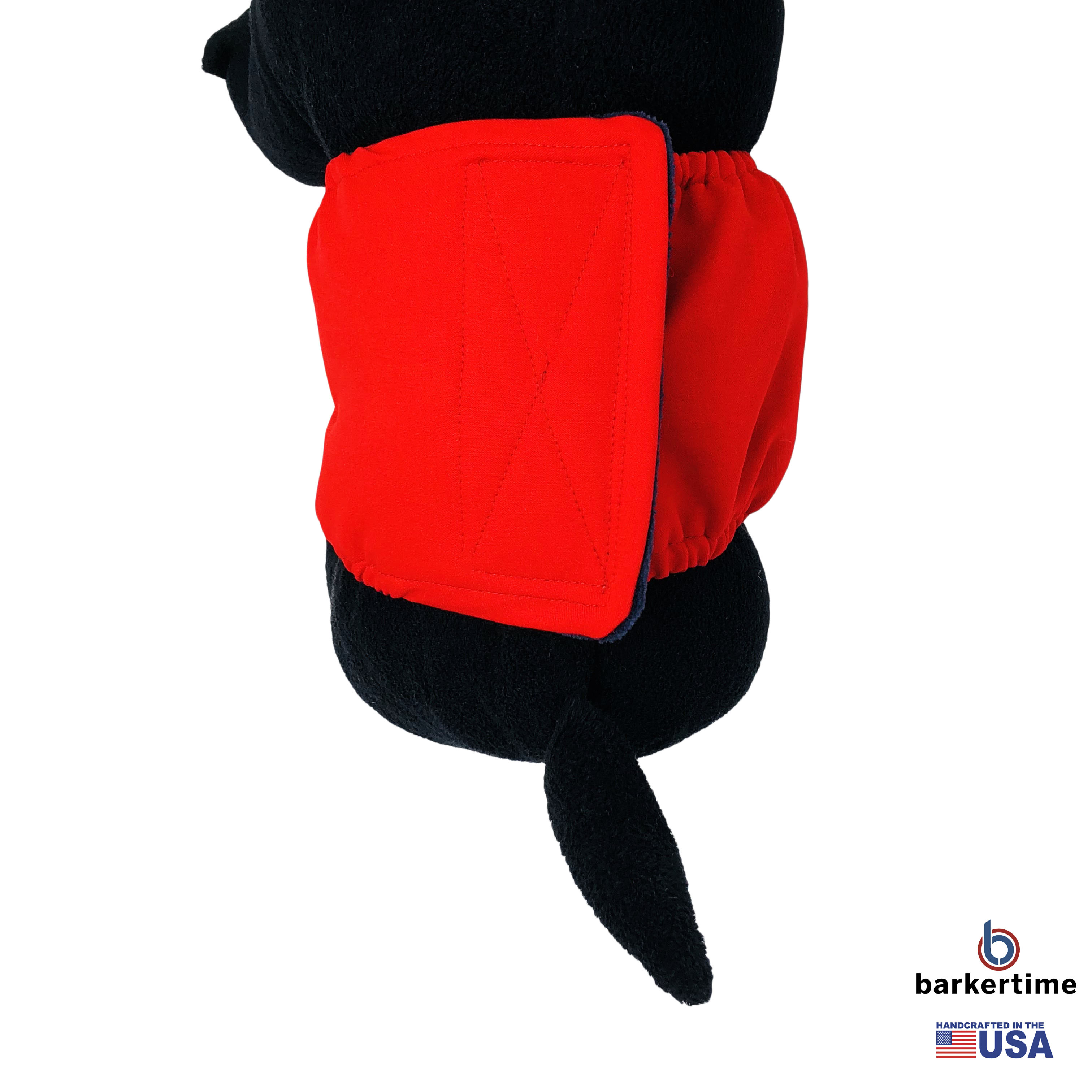 Barkertime Cherry Red Washable Dog Belly Band Male Wrap - Made in USA