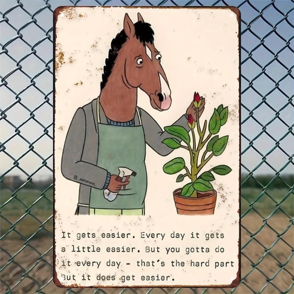 HELLOYOUNG BoJack Horseman Metal Sign 8x12 Inches, Vintage Retro Decor for Home Kitchen Bar Garage, Durable Easy To Hang Unique Gift, Distressed Tin Wall Art