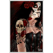 dia de los muertos by kris chisholm tattoo goth death mask woman poster print