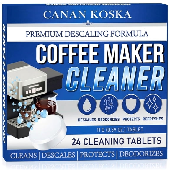 Canan Koska Coffee Machine Descaler Tablets 24 Count – Universal Coffee Maker Cleaner – Removes Limescale, Improves Taste & Performance – Compatible with Most Machines