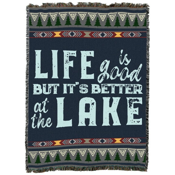 Pure Country Weavers Life Is Better at The Lake Large Tapestry Throw Woven from Cotton - Made in The USA (72x54)