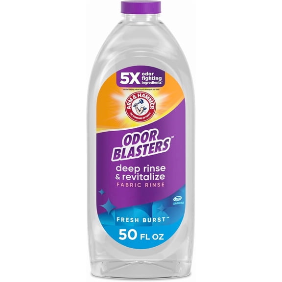 Odor Blasters Deep Rinse and Revitalize Fabric Rinse, Laundry Additive, Eliminates Sweat and Musty Odors, Fresh Burst Scent, 50 fl oz