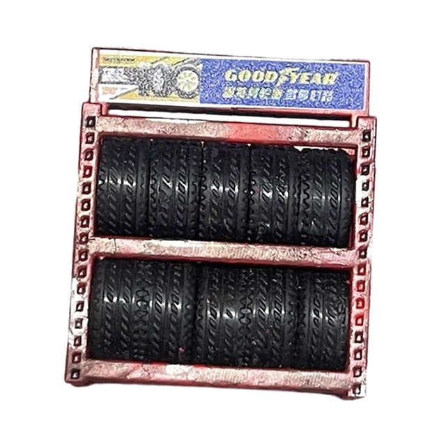 Bunblic 1/64 Tire Storage Rack Model Realistic Realistic Resin Ornament Mini Garage Storage Shelf for Micro Landscape Miniature Scene red