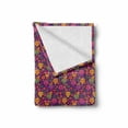 thumbnail image 2 of Dia De Los Muertos Soft Flannel Fleece Throw Blanket, Pattern of Abstract Flowers Peppers and Funny Skull Silhouettes, Cozy Plush for Indoor and Outdoor Use, 50" x 60", Multicolor, by Ambesonne, 2 of 6