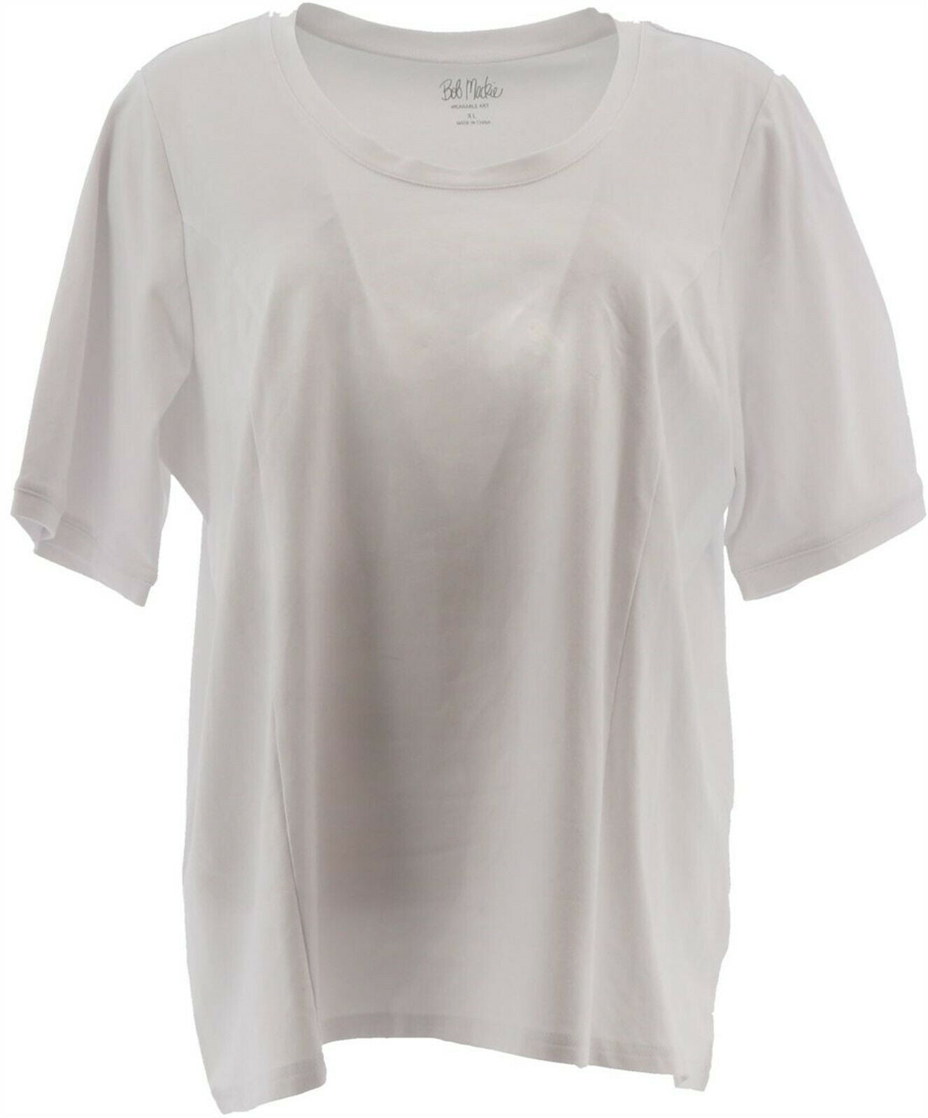 Bob Mackie - Bob Mackie Essential Elbow Slv T-Shirt White XS NEW ...