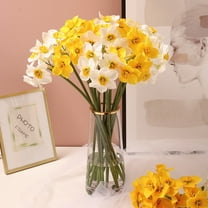 15.35'' White Artificial Daffodils Flowers - Faux Narcissus Plants Silk Daffodils Flowers with Stems Flower Arrangement for Party Wedding Office Store Home Decor